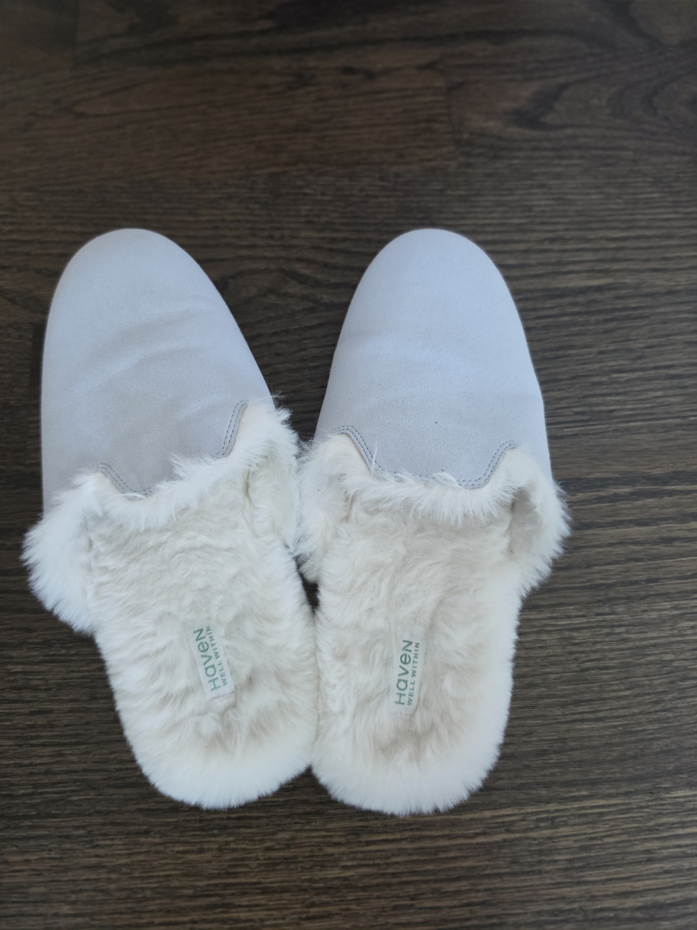 Talbots Pale Blue Faux-Fur Slip-On Slippers